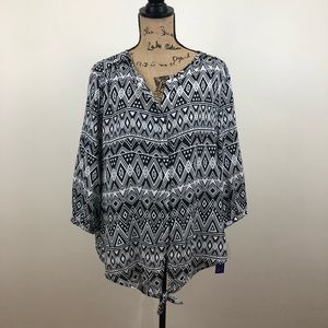 PETER NYGARD GEOMETRIC PRINT BLOUSE